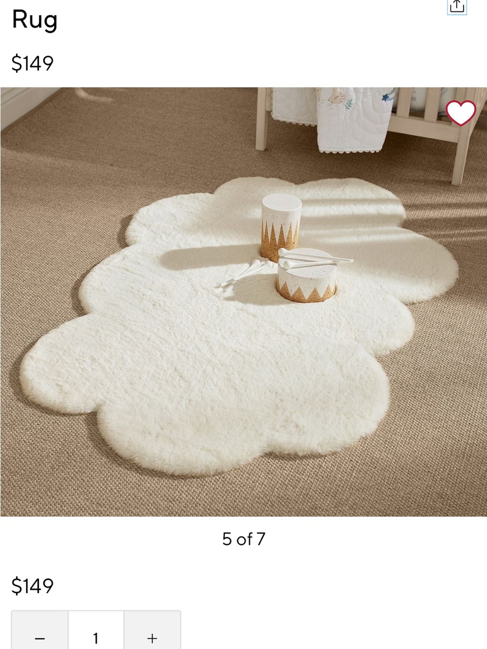 Pottery Barn Kids Washable Plush Cloud-Shaped rug (bigger than it looks!)